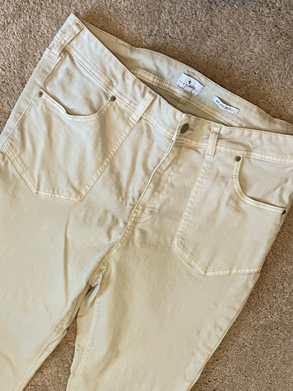 True Craft Light Tan Boot Cut raw edge Mid Rise Jeans